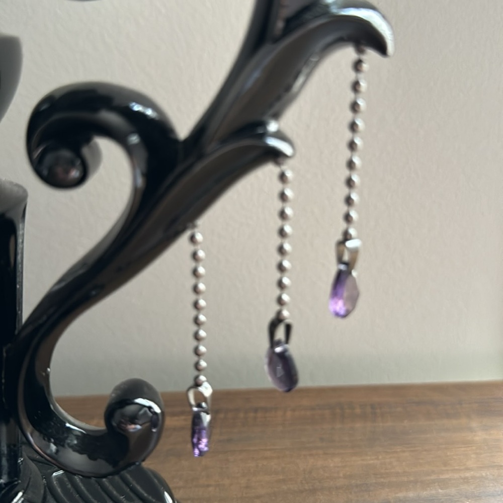 Bath & Body Works Halloween Black Purple Bat Candelabra Candle Pedestal Holder 1 - Picture 8 of 11